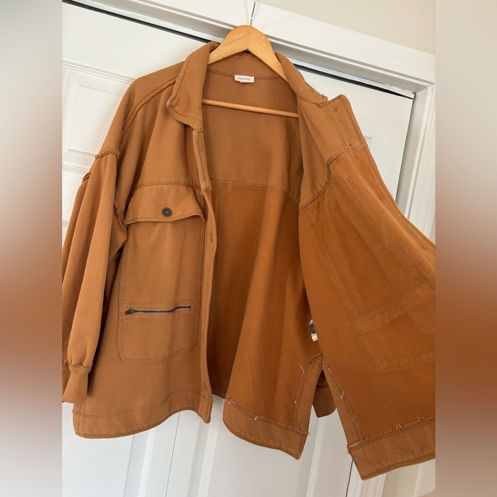 Anthropologie Pilcro Microfleece Cotton Button Front Jacket XS Honey - Picture 6 of 7